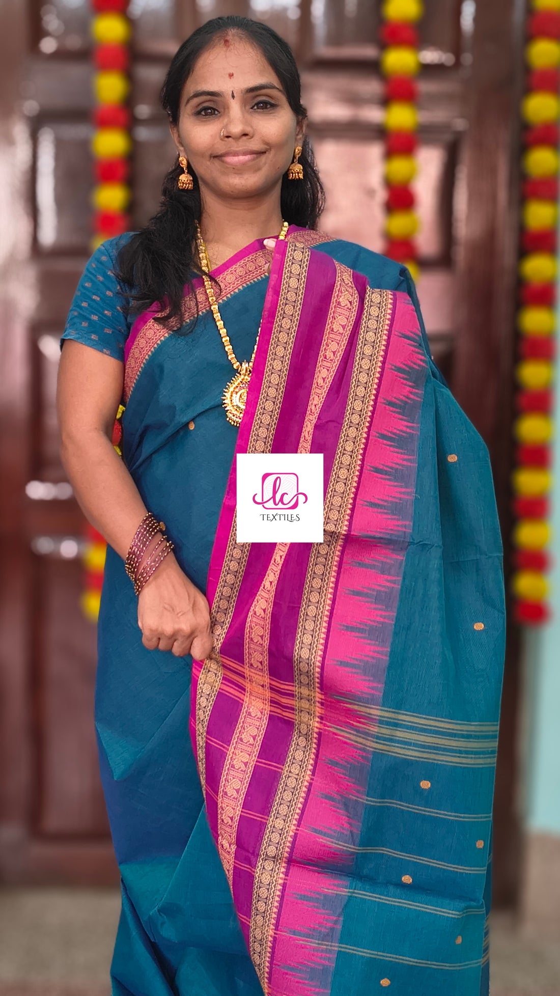 Chettinad Cotton - Office Wear -Peacock blue- CCOW80