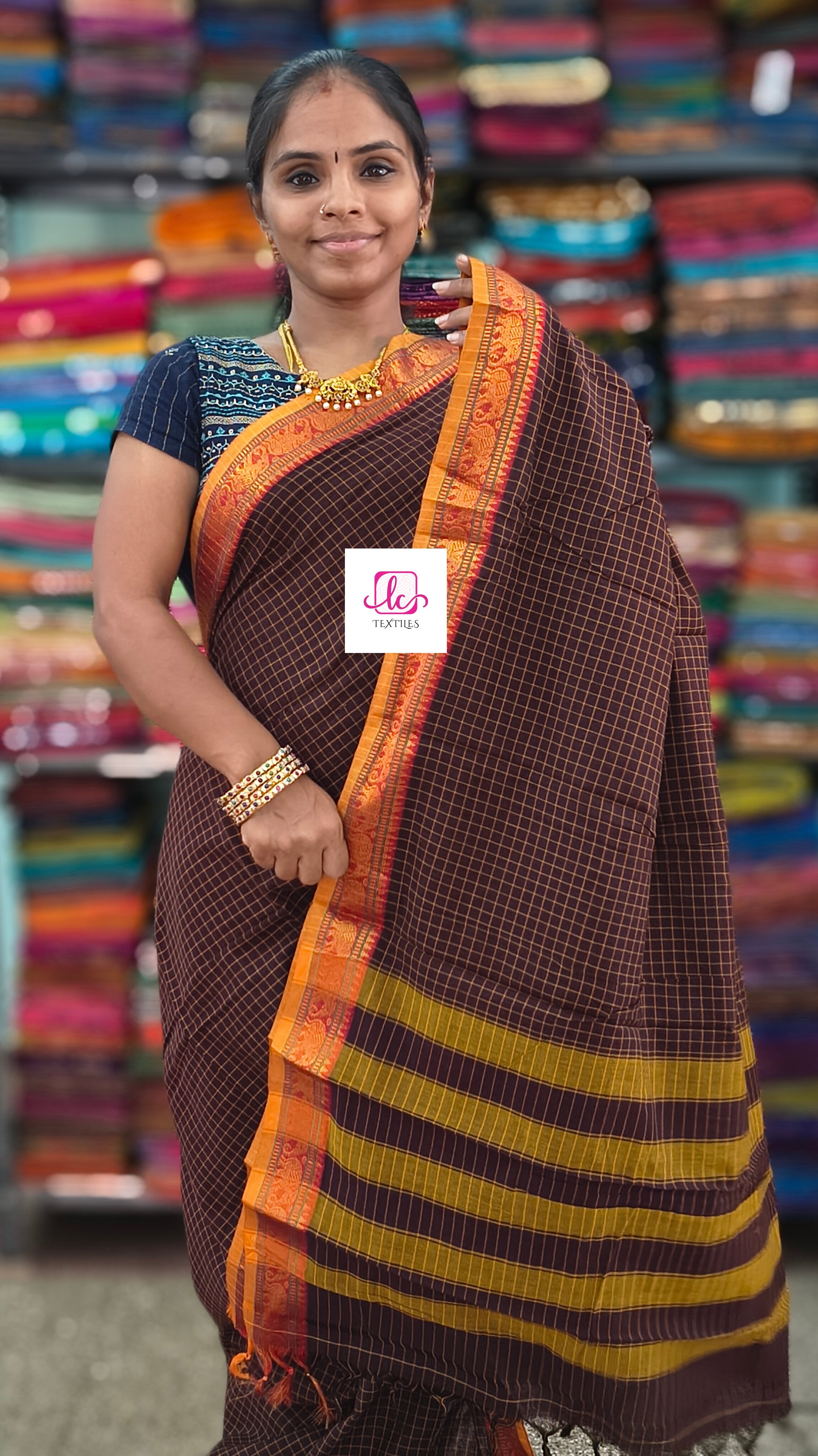 Narayanapet cotton - checks -Brown -NPC15