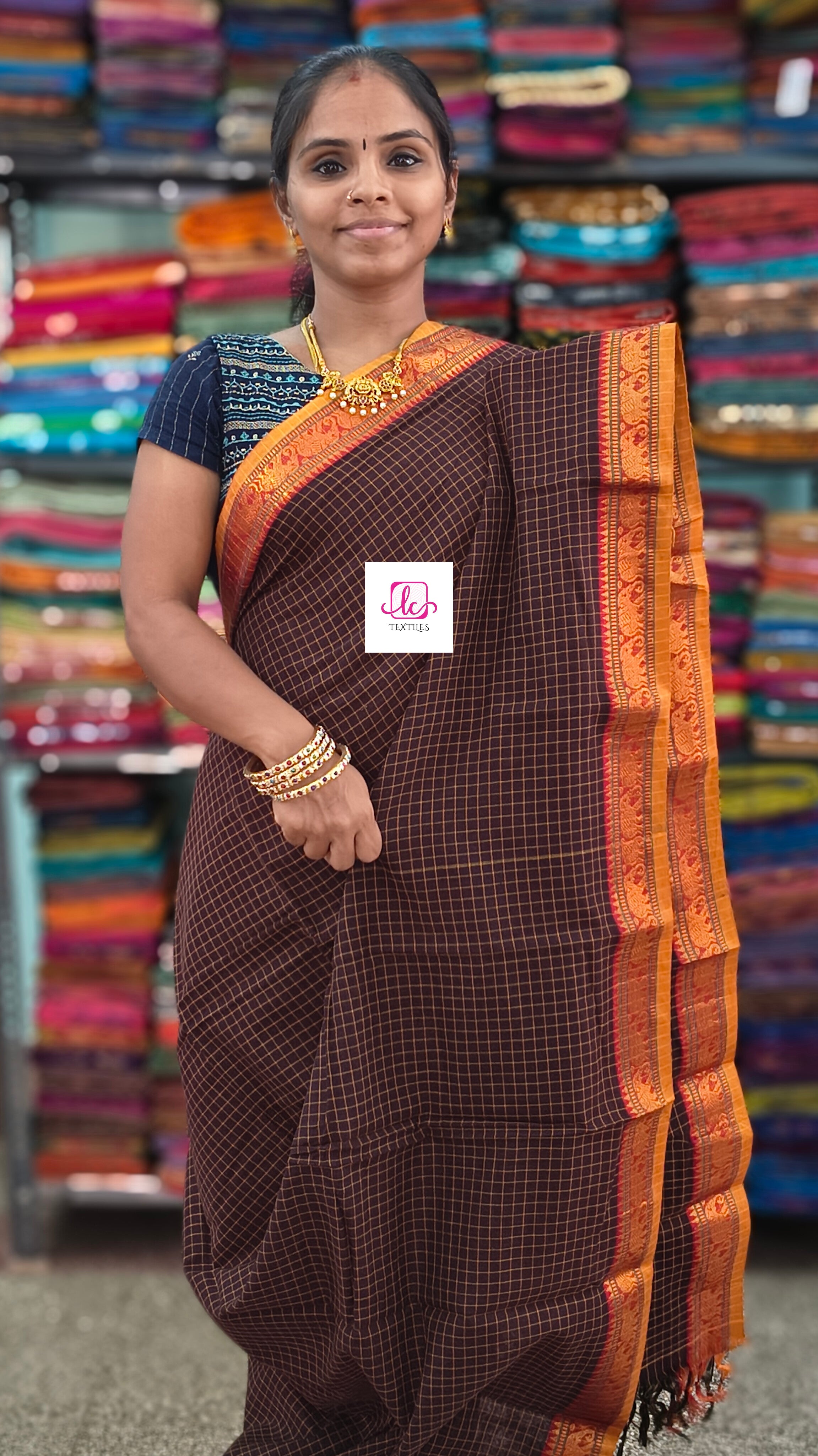 Narayanapet cotton - checks -Brown -NPC15