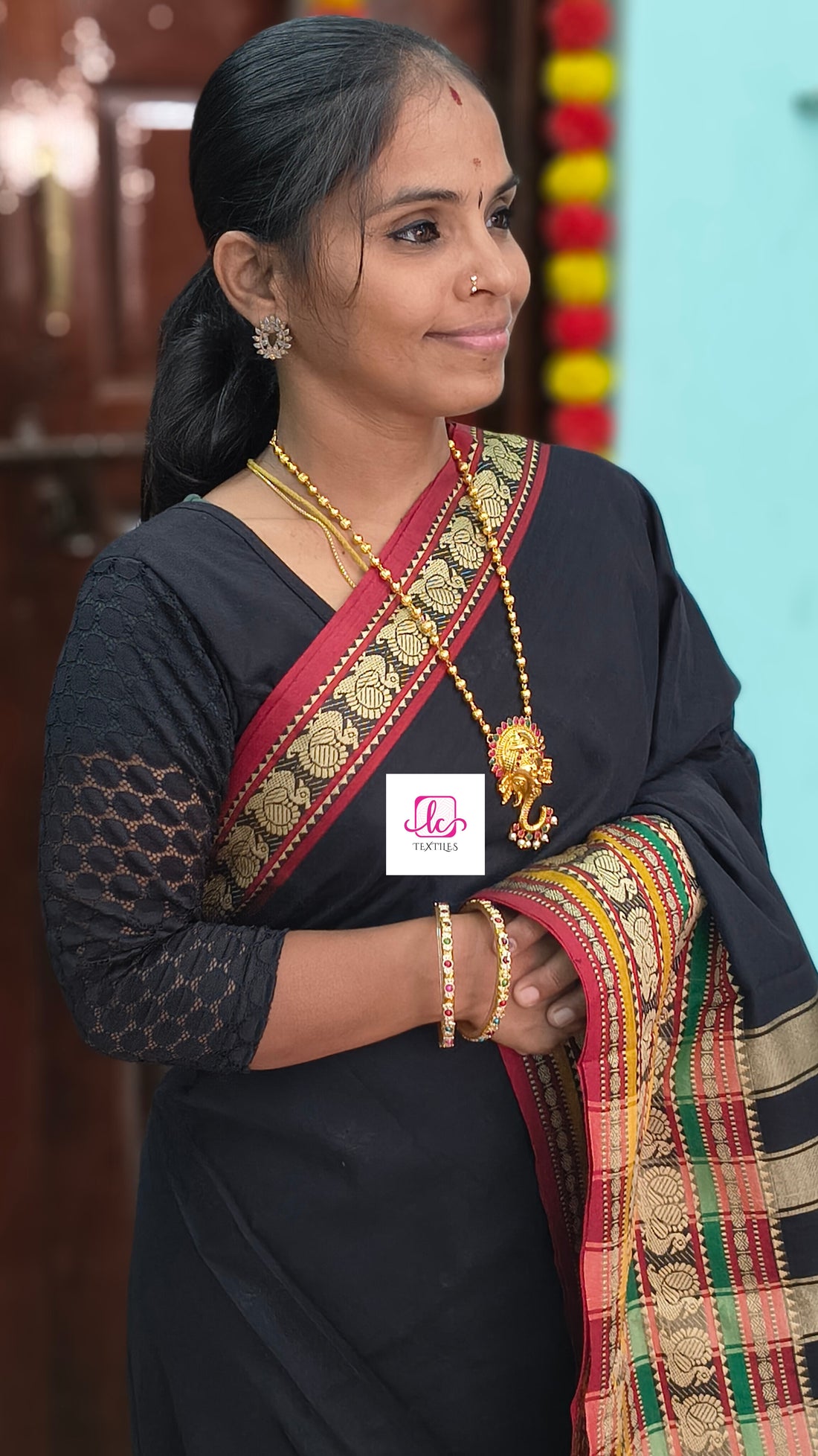 Narayanapet cotton - Plain-Black-NPC17
