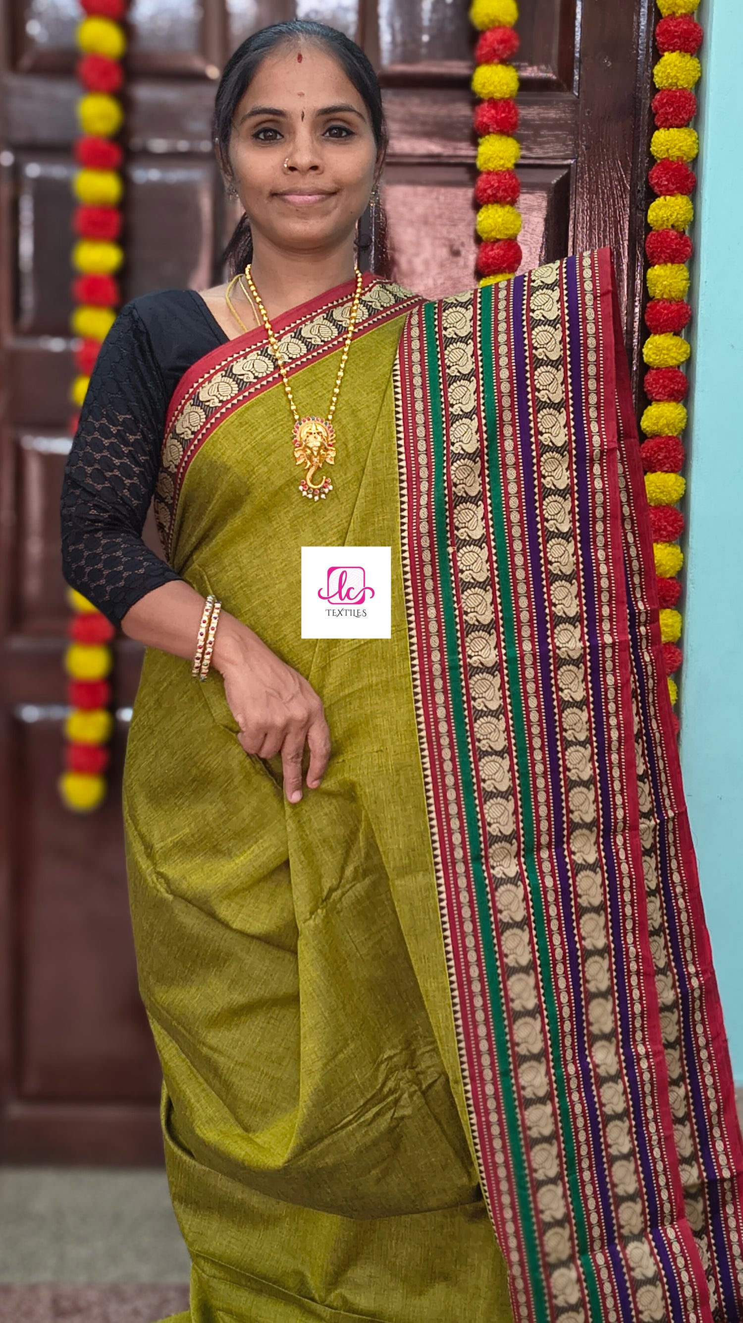 Narayanapet cotton -Mustard olive green-NPC20