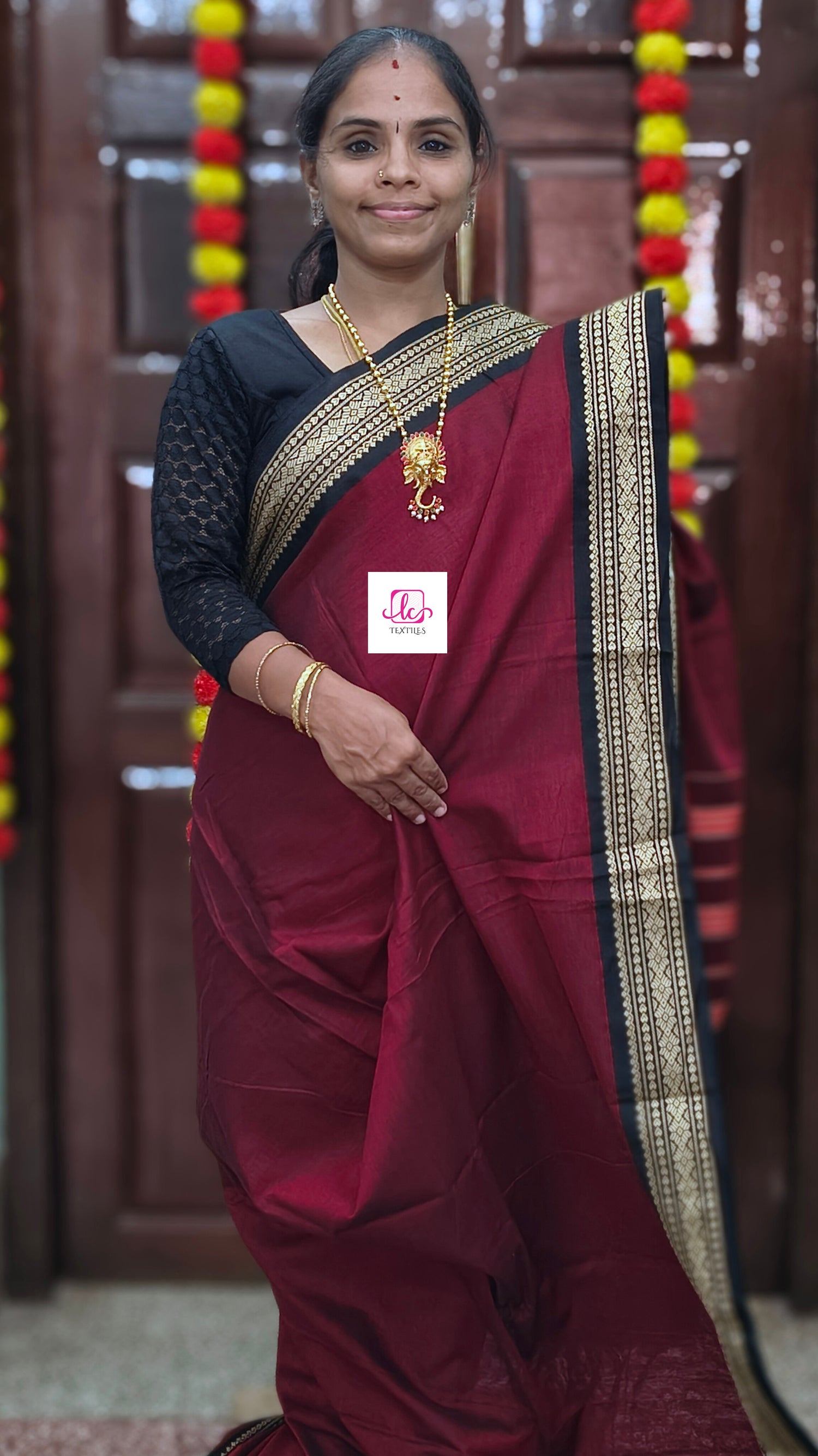 Narayanapet cotton-Plain -Maroon- NPC22