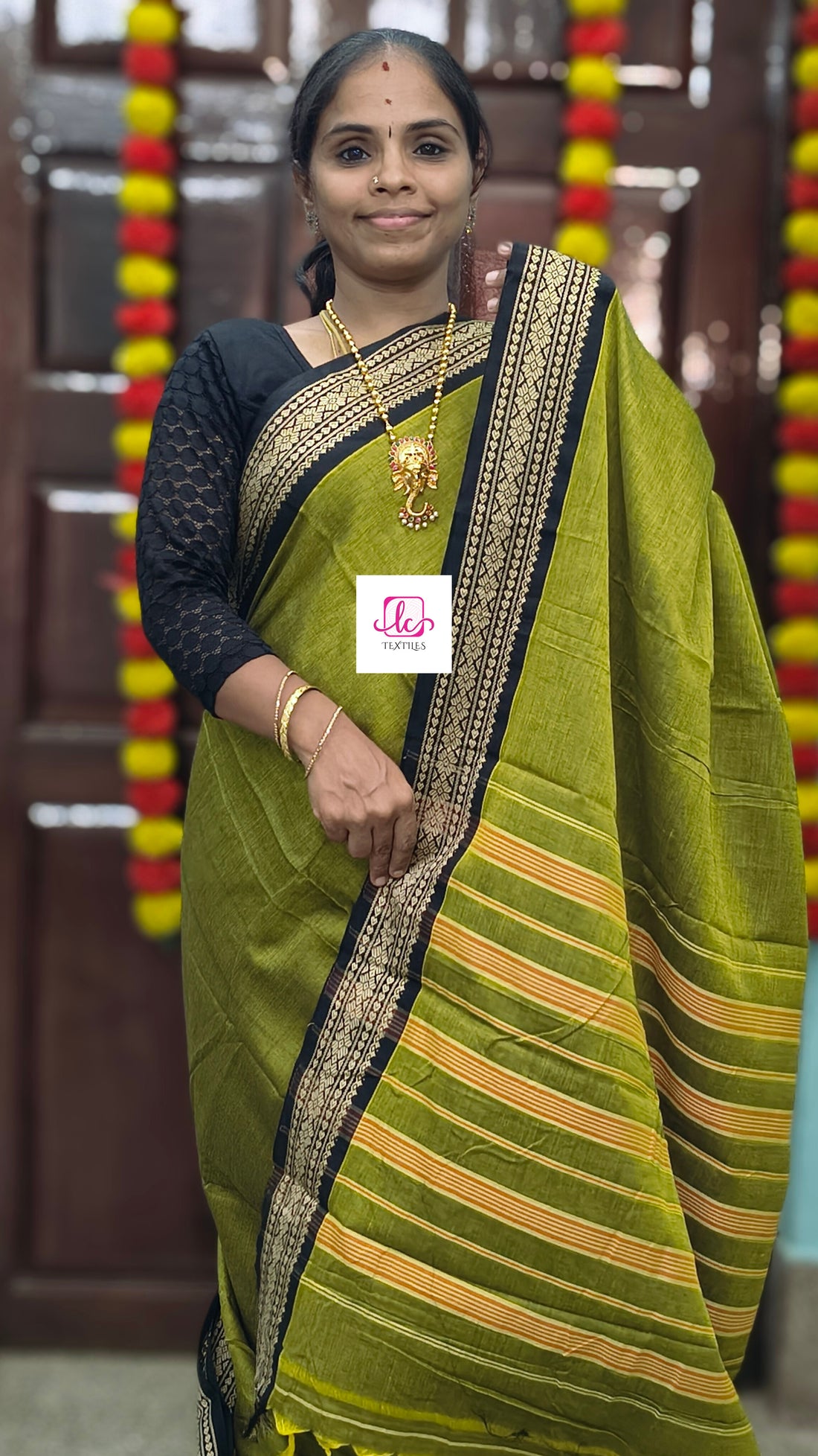 Narayanapet cotton-Plain -Moss green- NPC24