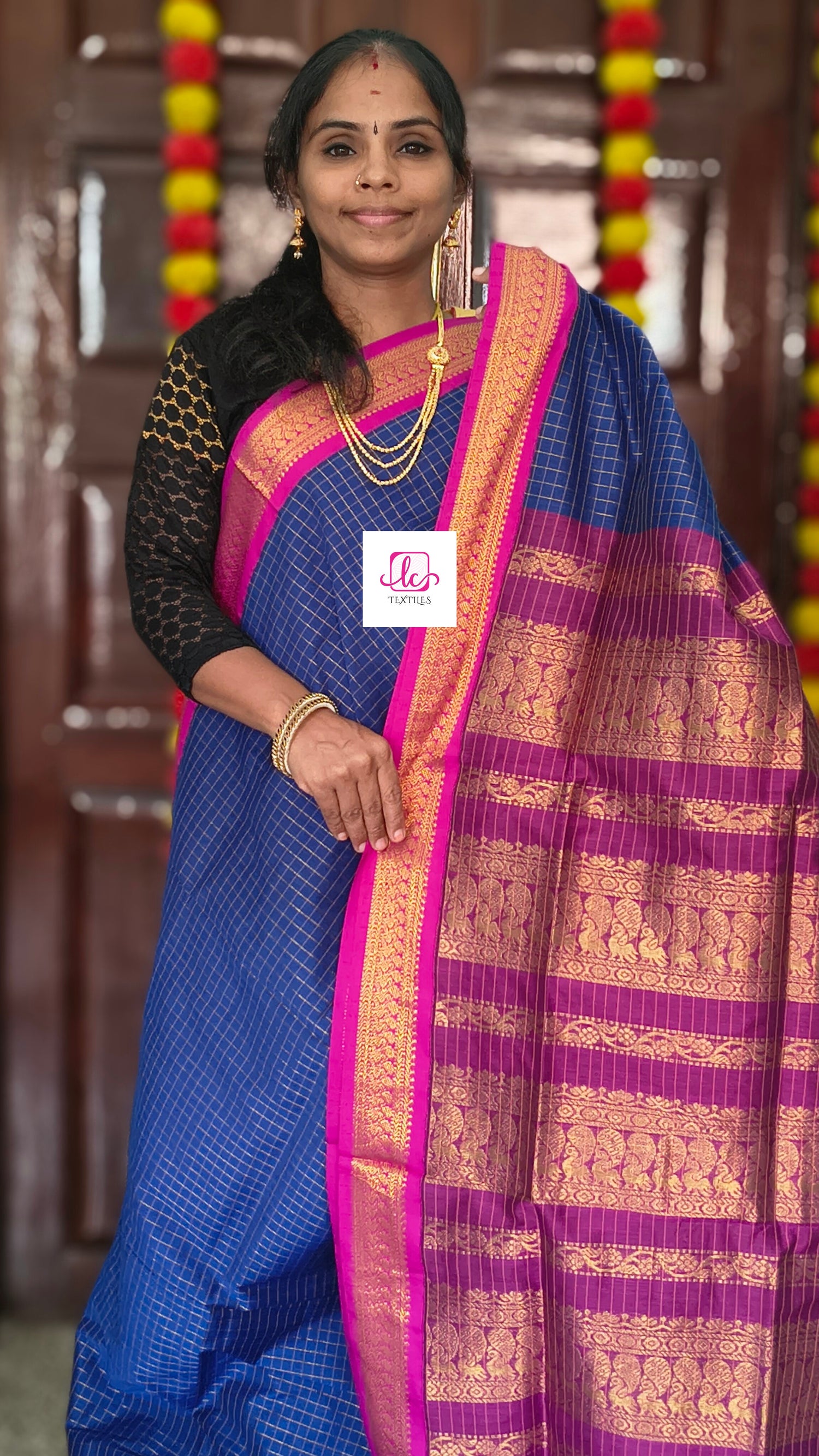 Kalyani cotton- checks-Royal blue- KC26
