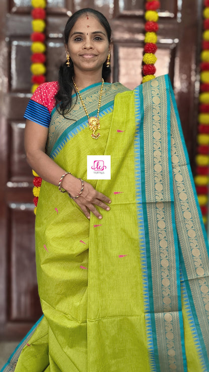 Chettinad Cotton -  Office Wear -Parrot green- CCOW92