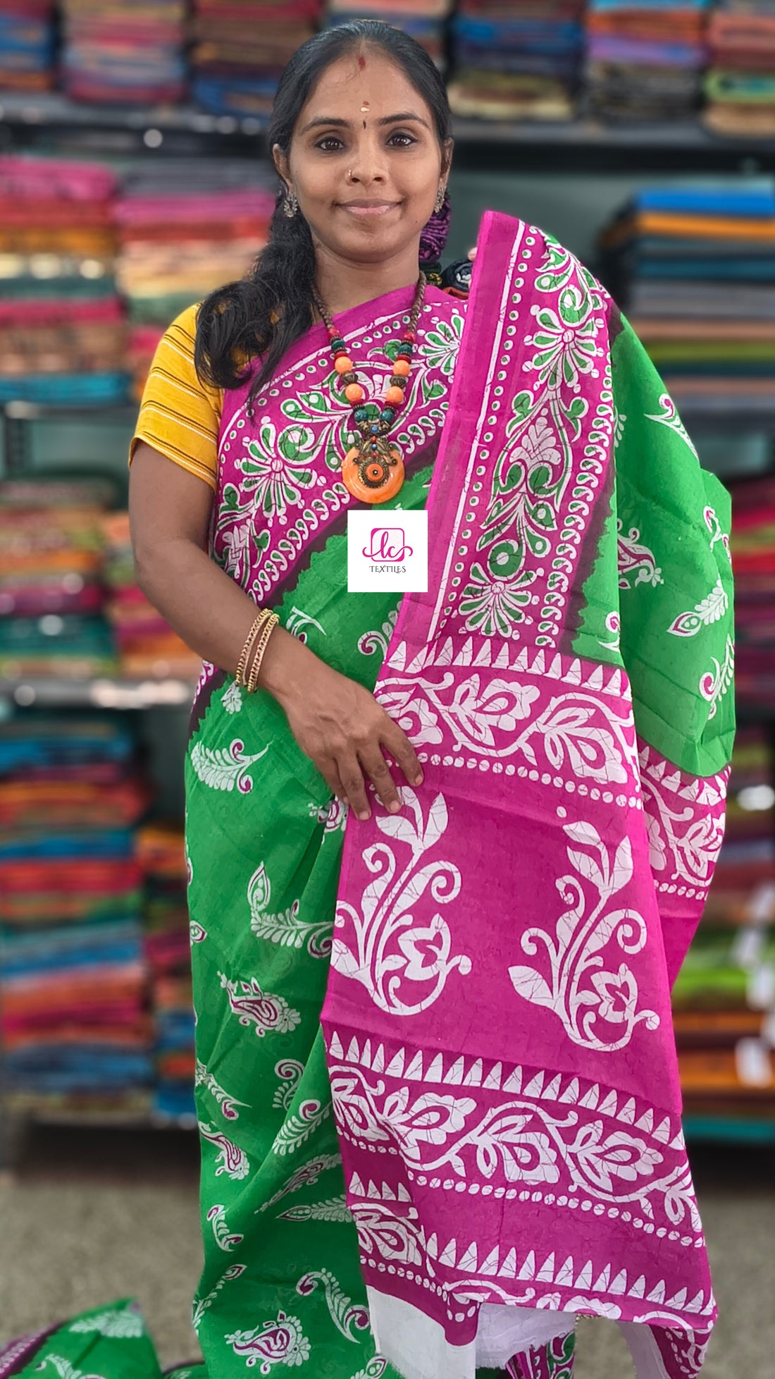 Mul Mul cotton saree -Green-muc07