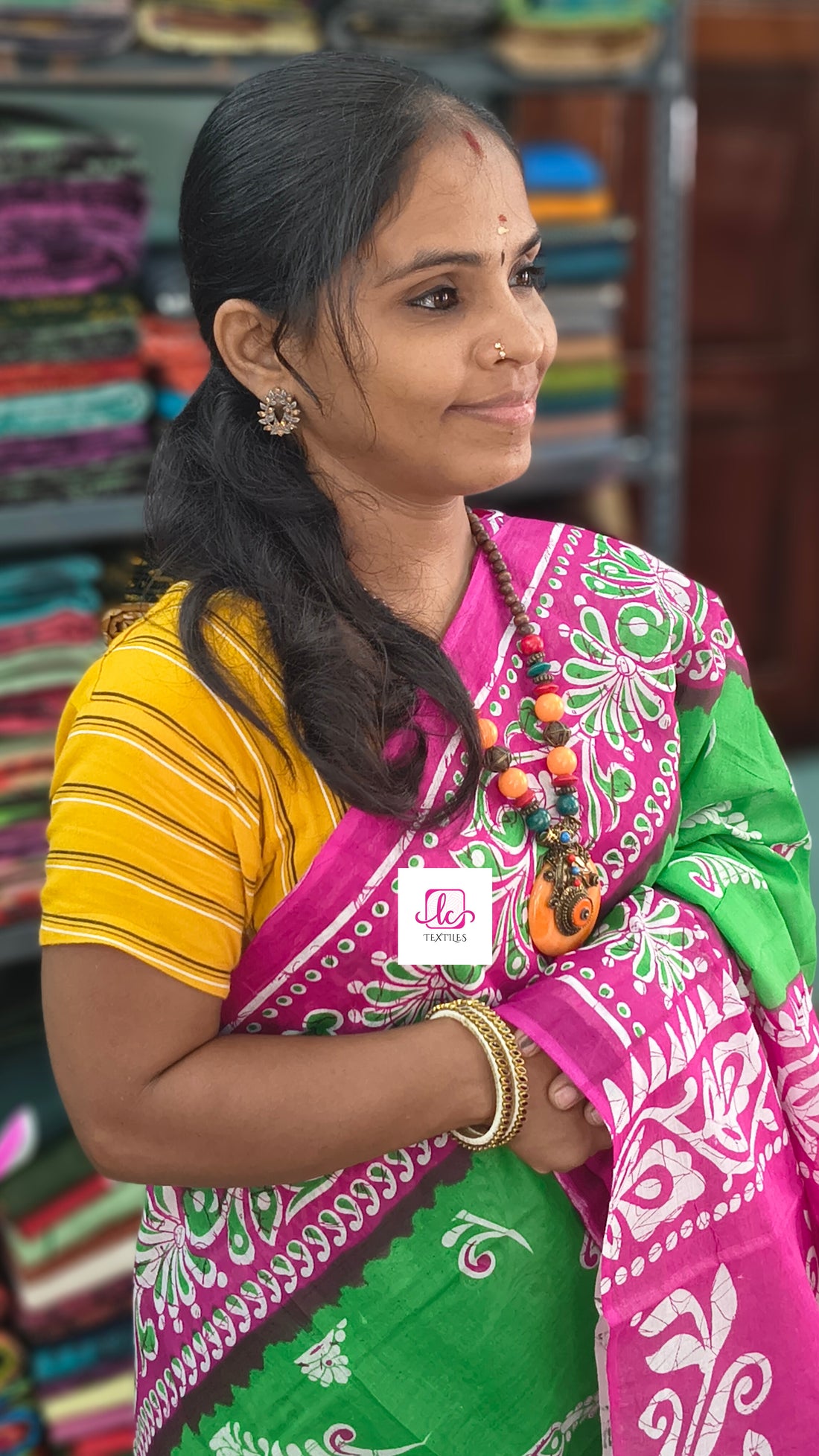 Mul Mul cotton saree -Green-muc07