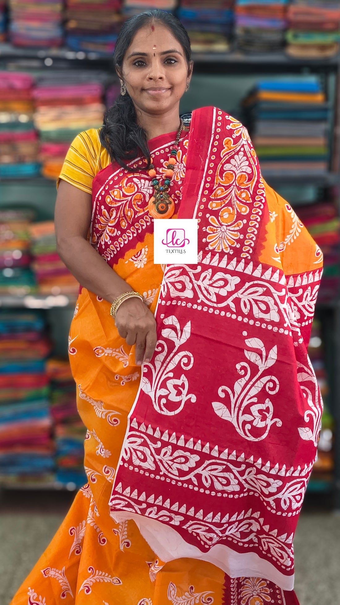 Mul Mul cotton saree -Yellow-muc08
