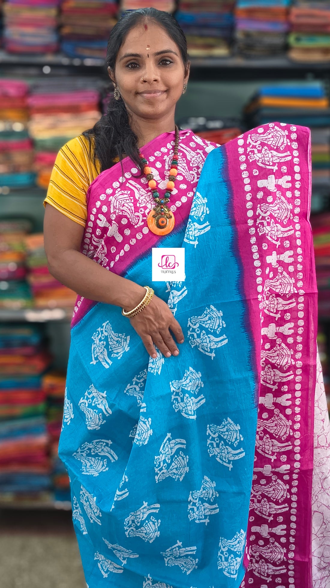 Mul Mul cotton saree -Turquoise Blue-muc10