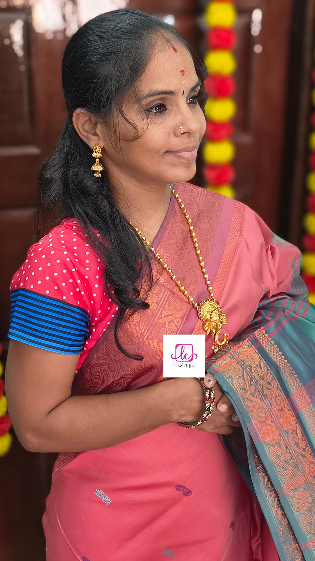 Banana pith silk saree -Dual tone mixed pink -BPS15