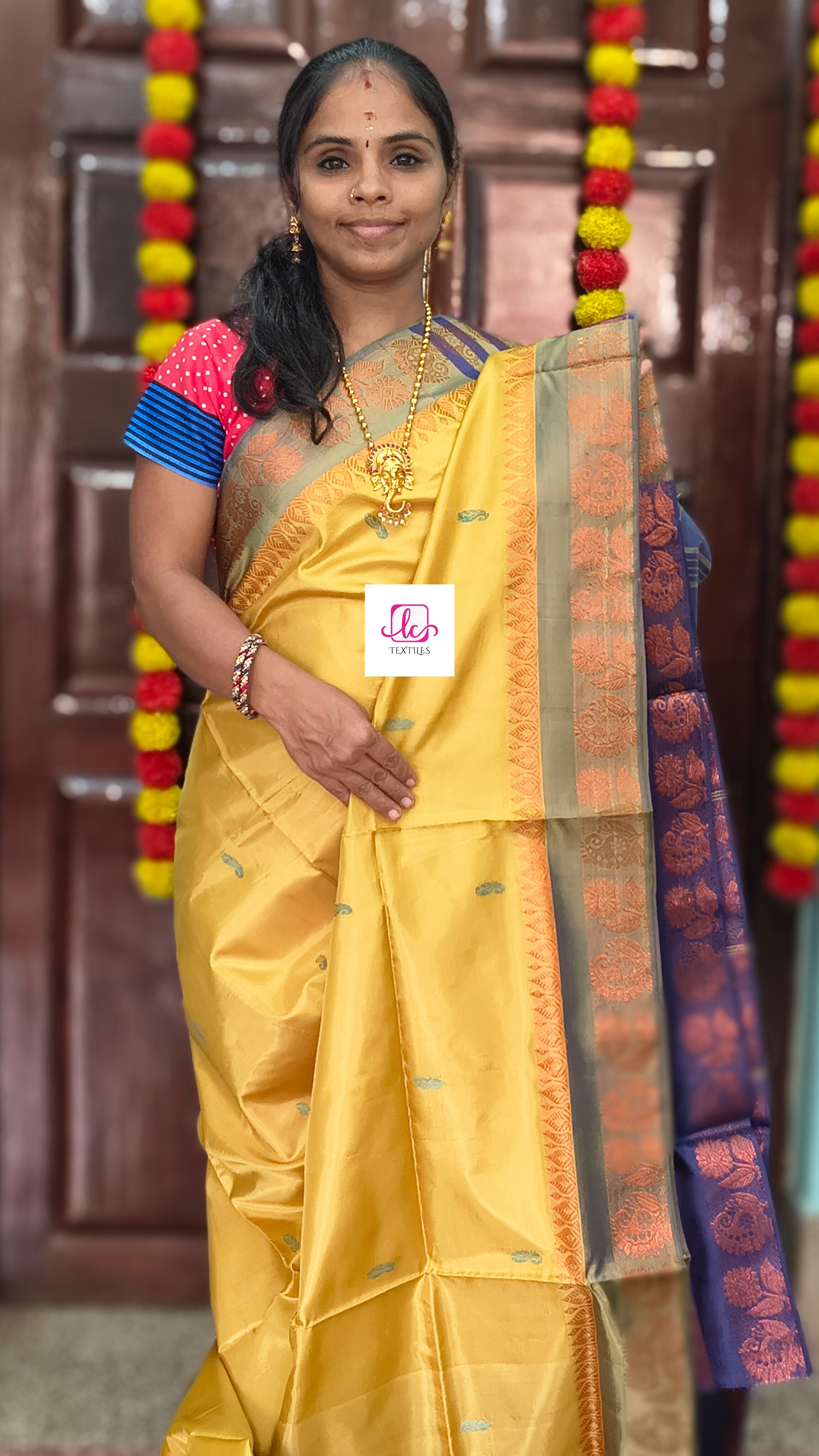 Banana pith silk saree -Yellow -BPS17