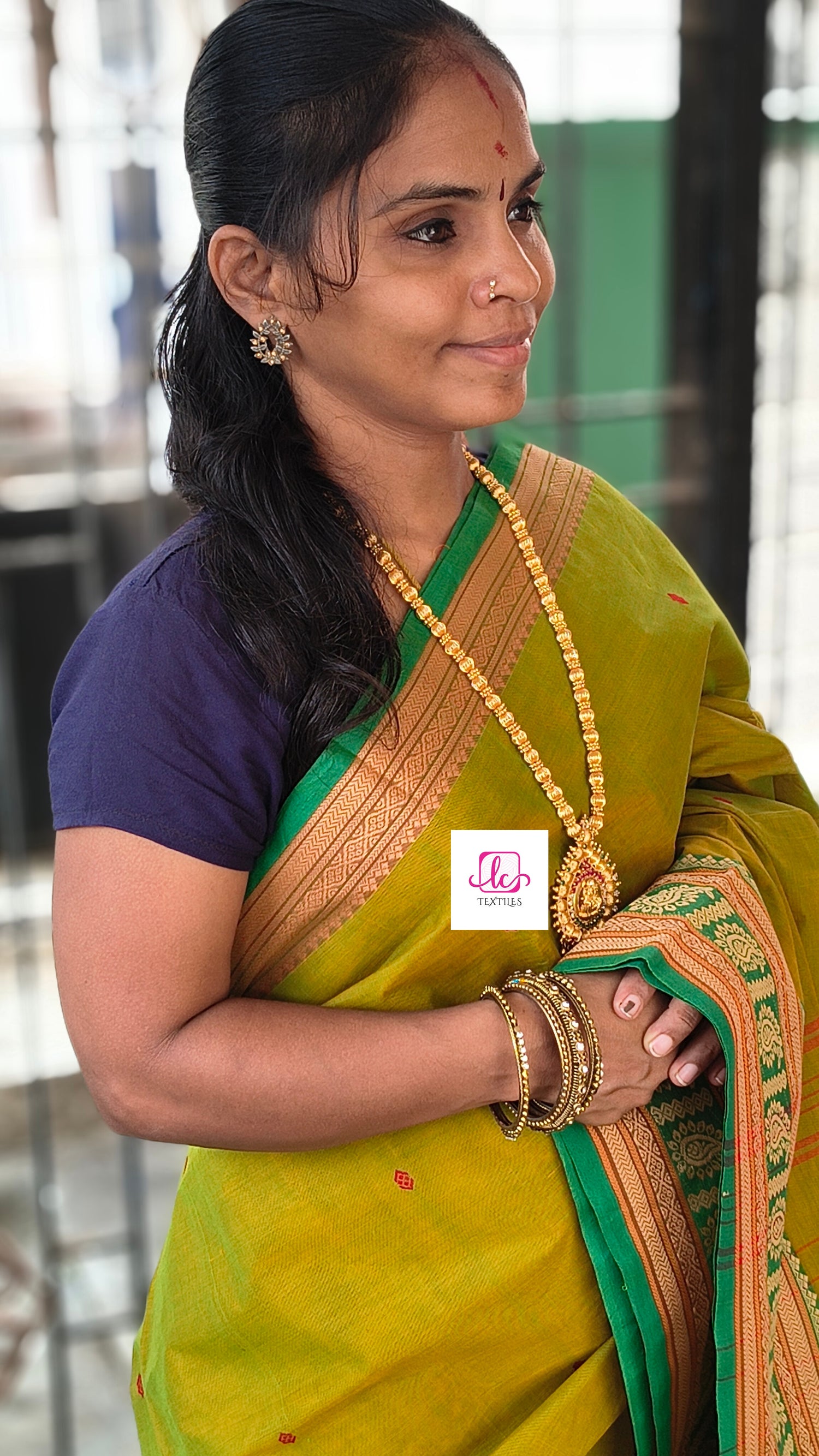 Chettinad Cotton -  Office Wear -Green mixed yellow dual tone- CCOW97