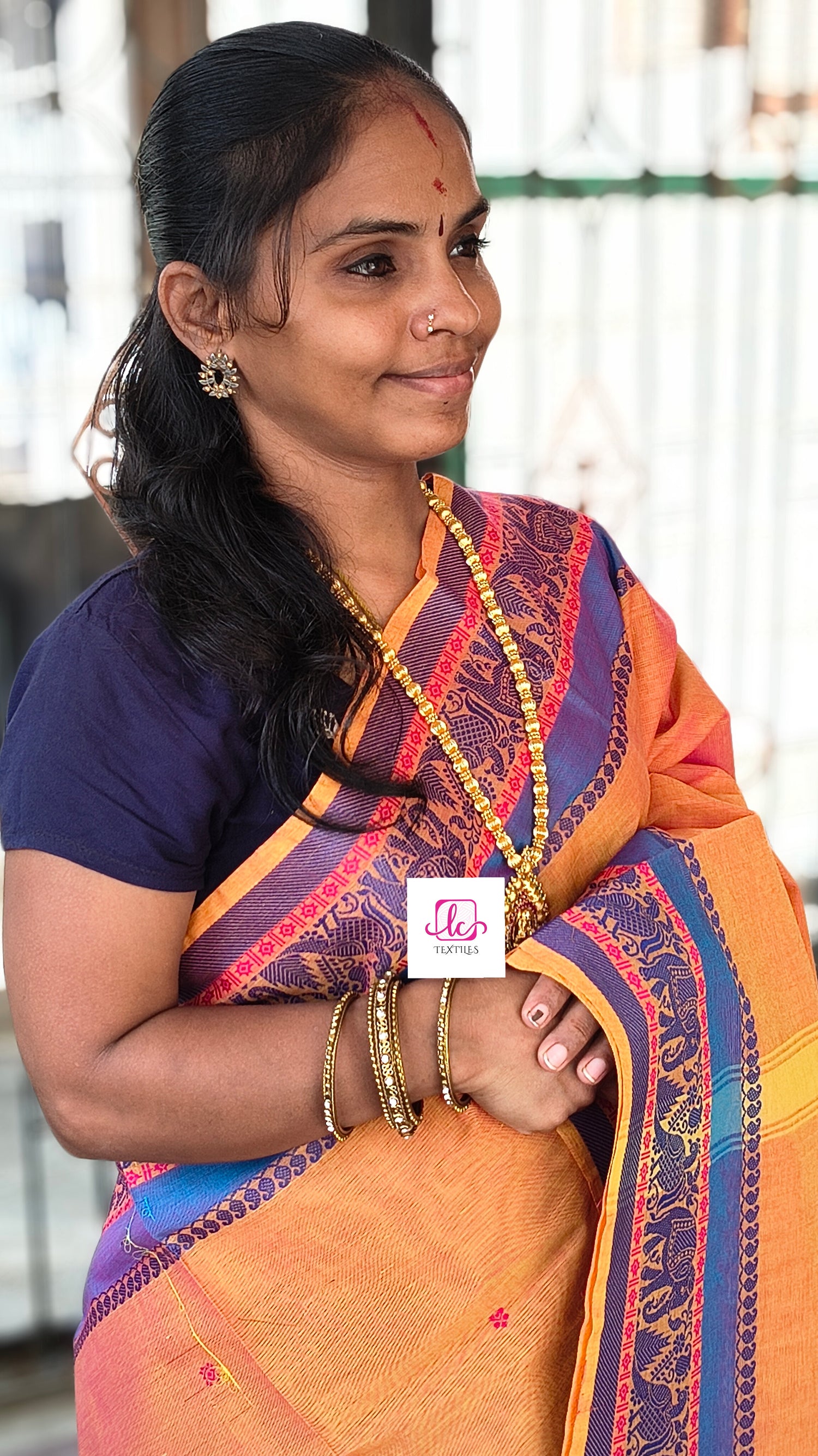 Chettinad Cotton -  Office Wear -Peach orange- CCOW99