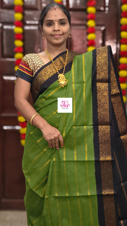 Madurai Sungudi Cotton - Veldhari- olive green- MS73