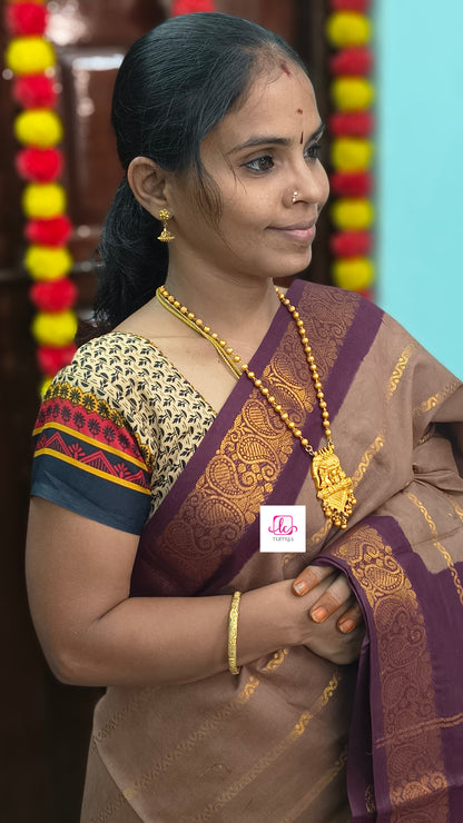 Madurai Sungudi Cotton - Veldhari-Mushroom Brown - MS90