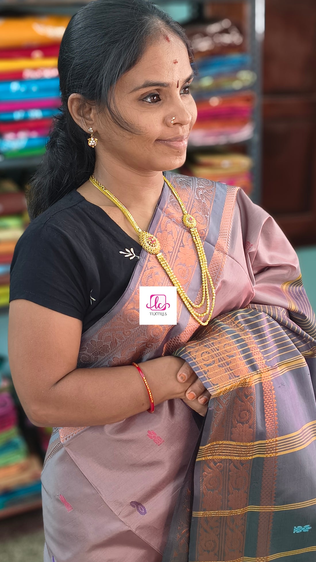 Banana pith silk saree - Dusty Mauve or Mushroom Grey -BPS34