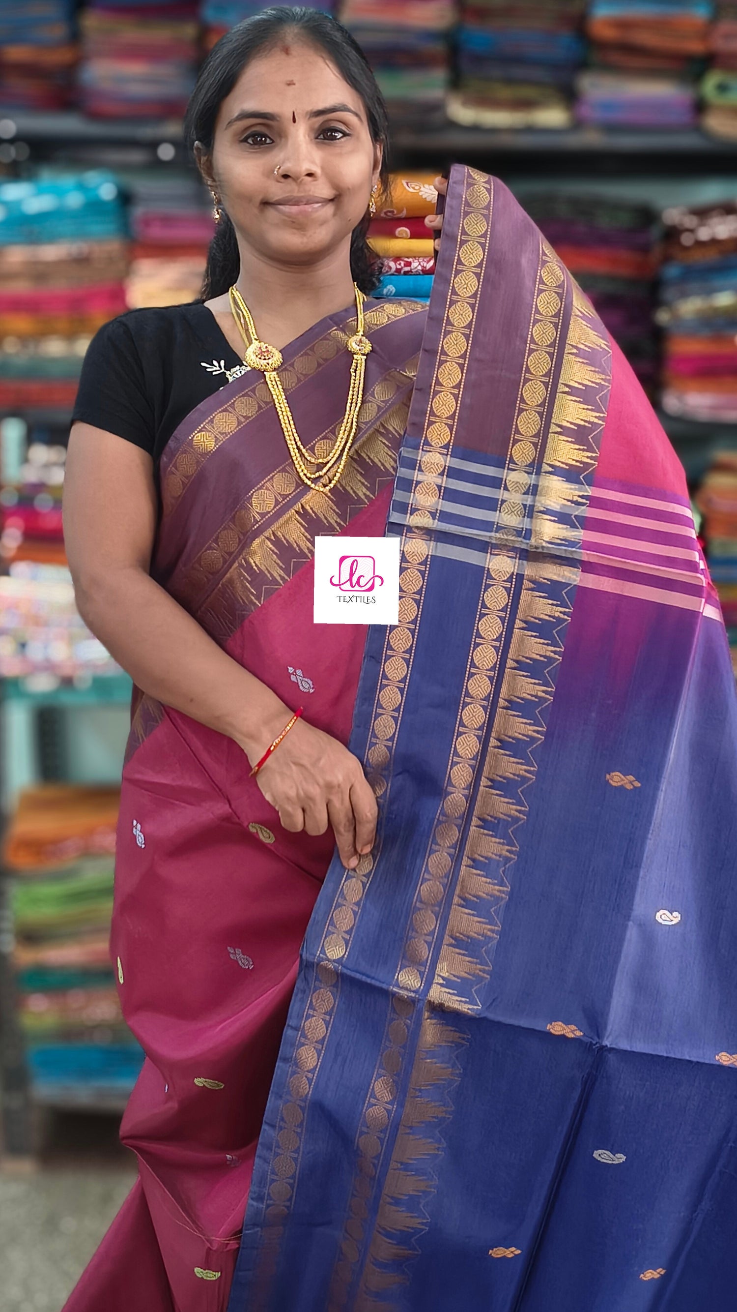 Banana pith silk saree - maroon mixed pink-BPS35