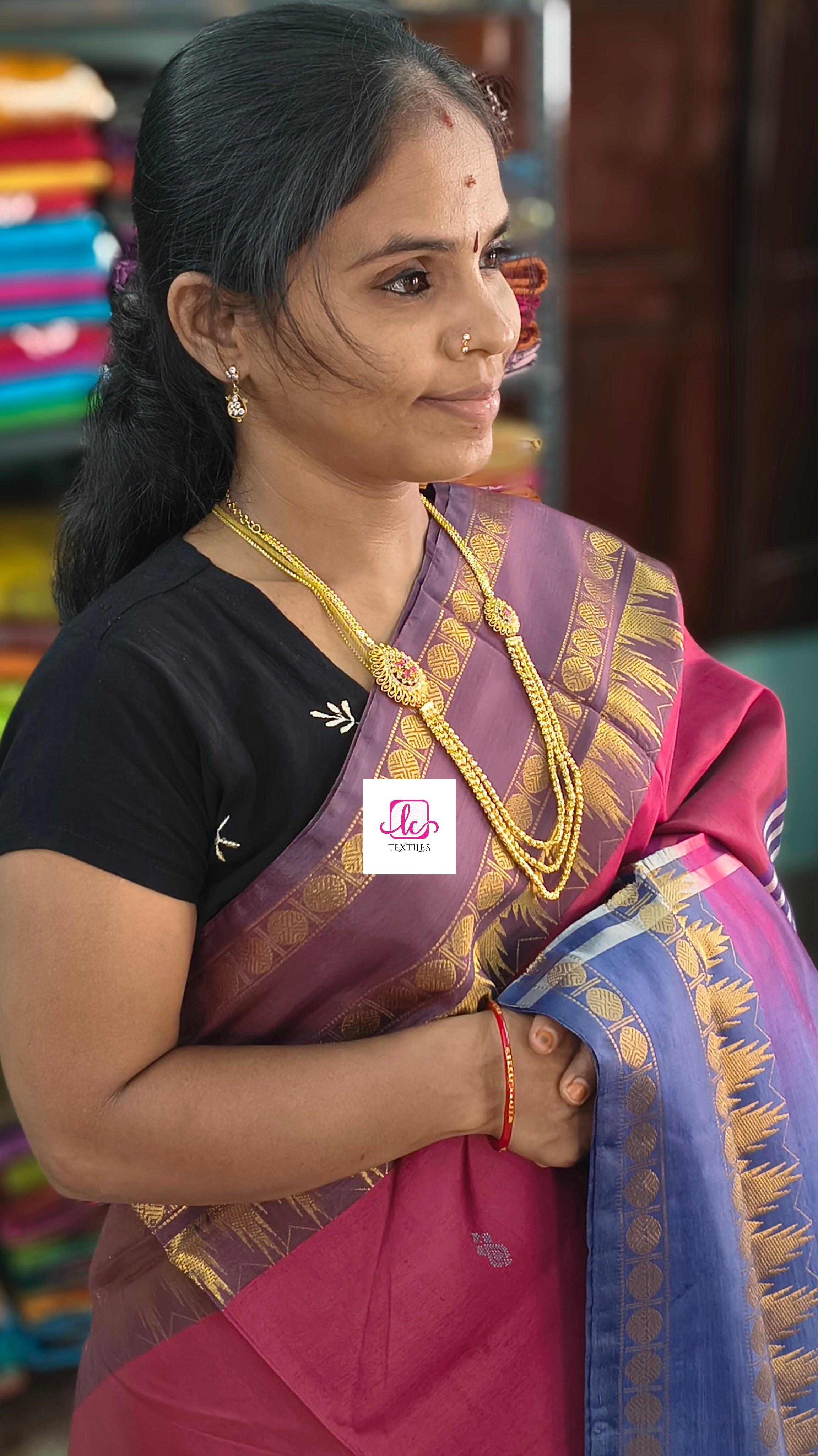 Banana pith silk saree - maroon mixed pink-BPS35