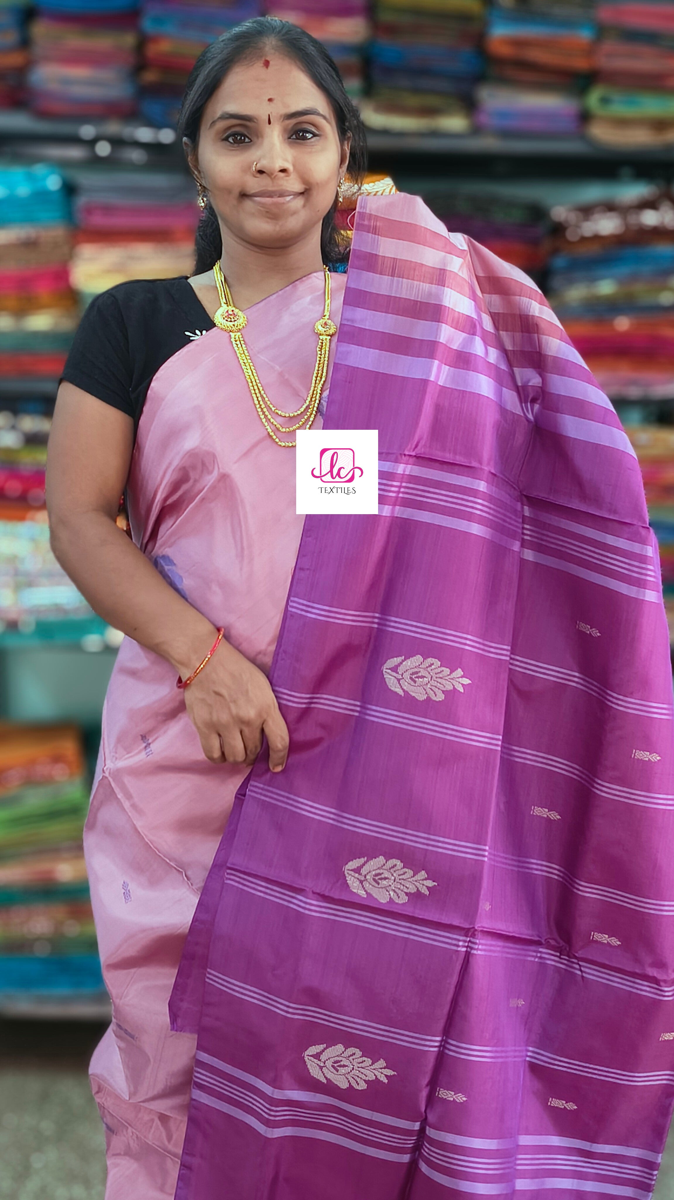 Banana pith silk saree -Onion pink-BPS23