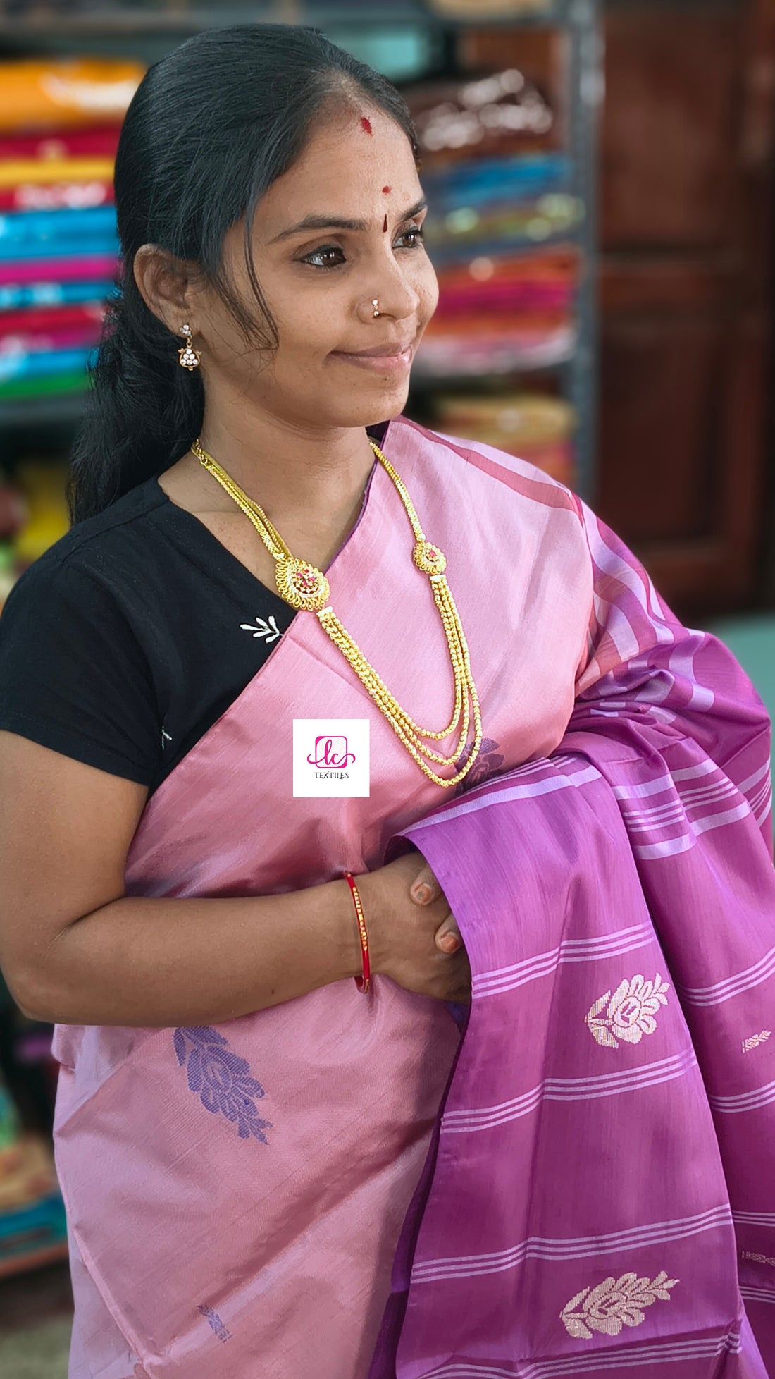 Banana pith silk saree -Onion pink-BPS23