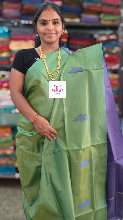 Banana pith silk saree -Sage Green (with a slight olive sheen) -BPS32