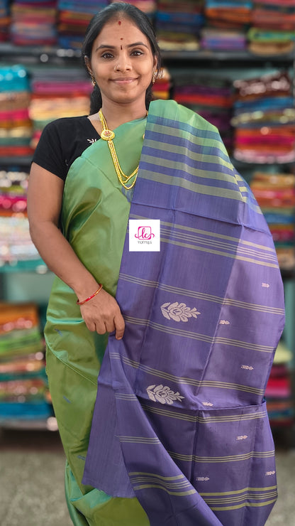 Banana pith silk saree -Sage Green (with a slight olive sheen) -BPS32
