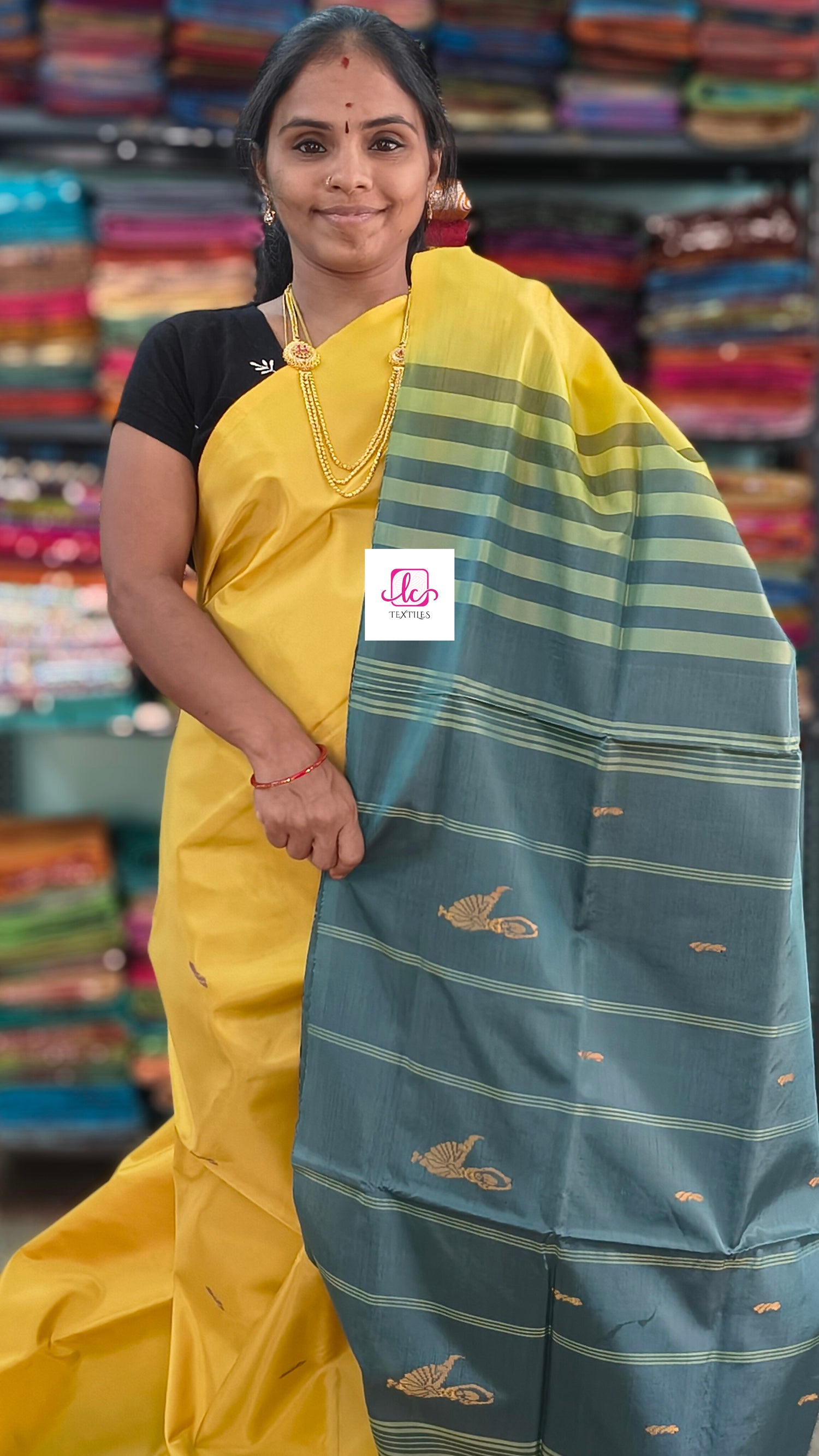 Banana pith silk saree -Yellow-BPS28