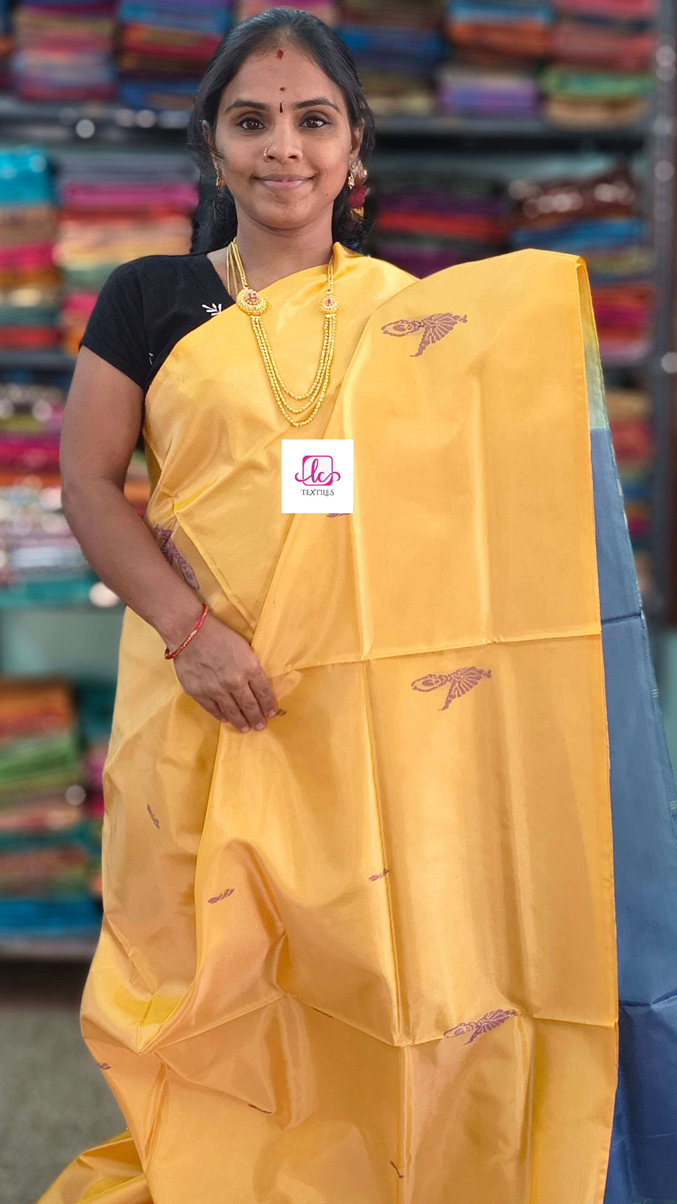 Banana pith silk saree -Sandal yellow-BPS24