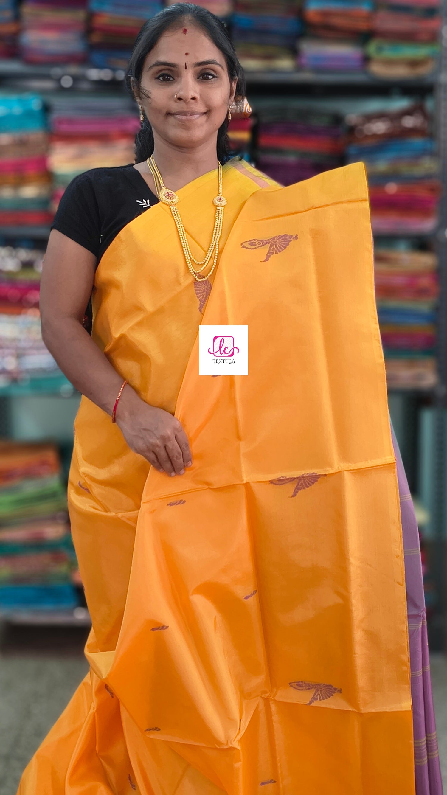 Banana pith silk saree -Mango yellow-BPS20