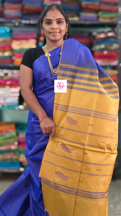 Banana pith silk saree -Blue-BPS22