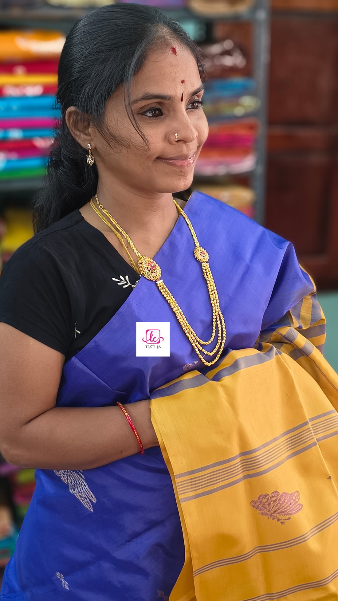 Banana pith silk saree -Blue-BPS22
