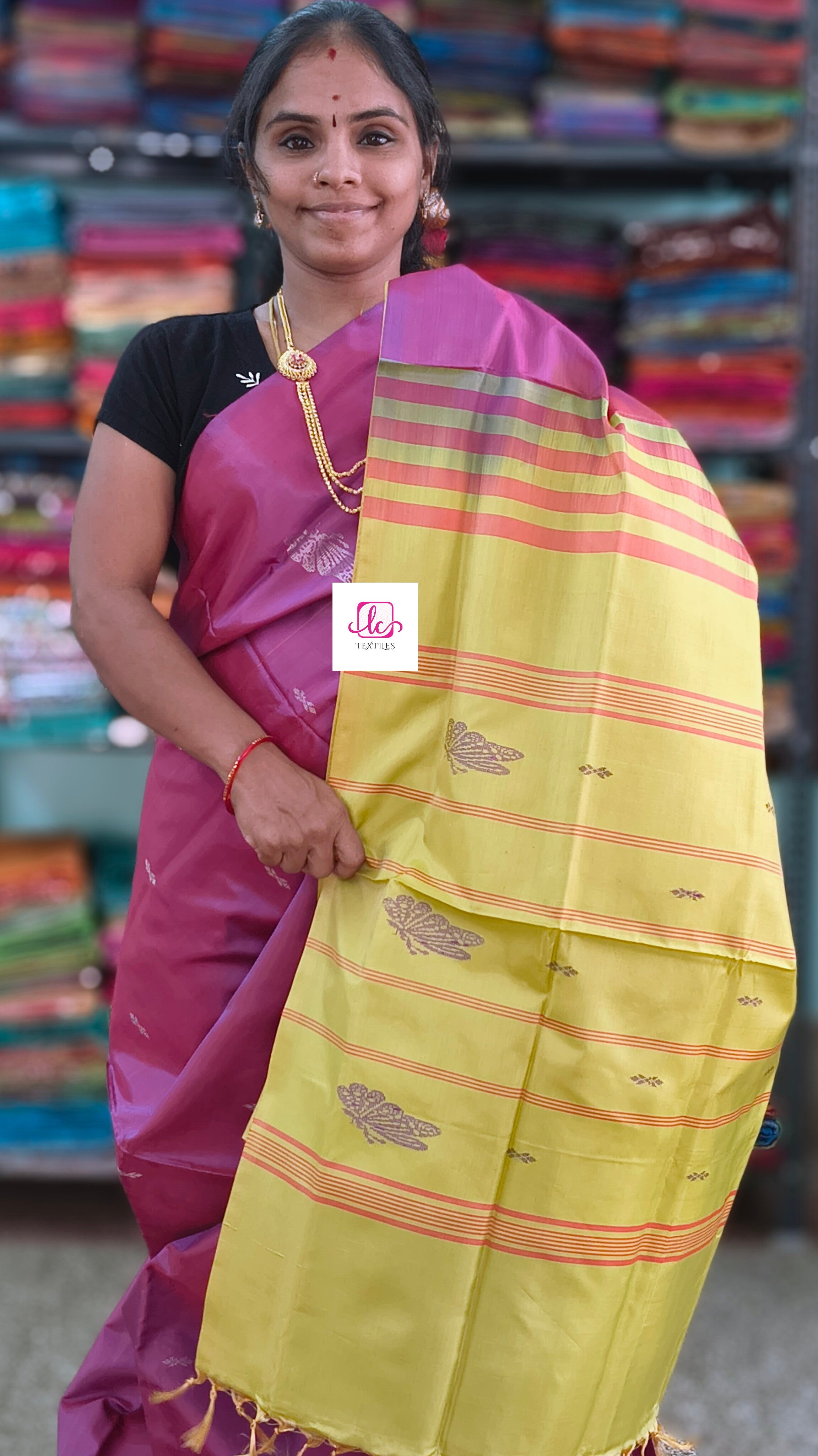 Banana pith silk saree -orchid pink-BPS31