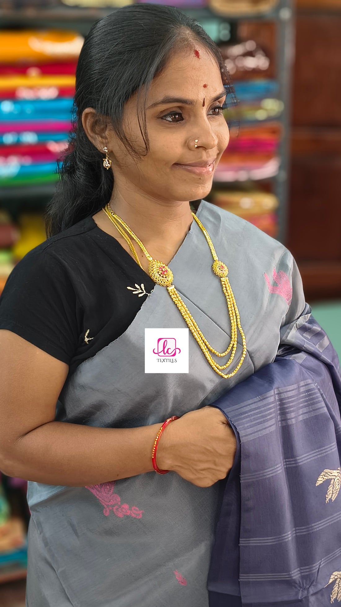 Banana pith silk saree -Grey-BPS26