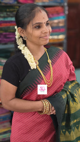 Kalyani cotton checks Deep coral peach