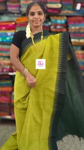 Kalyani cotton checks Lime green