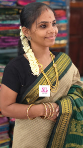 Kalyani cotton checks Muted olive gold 