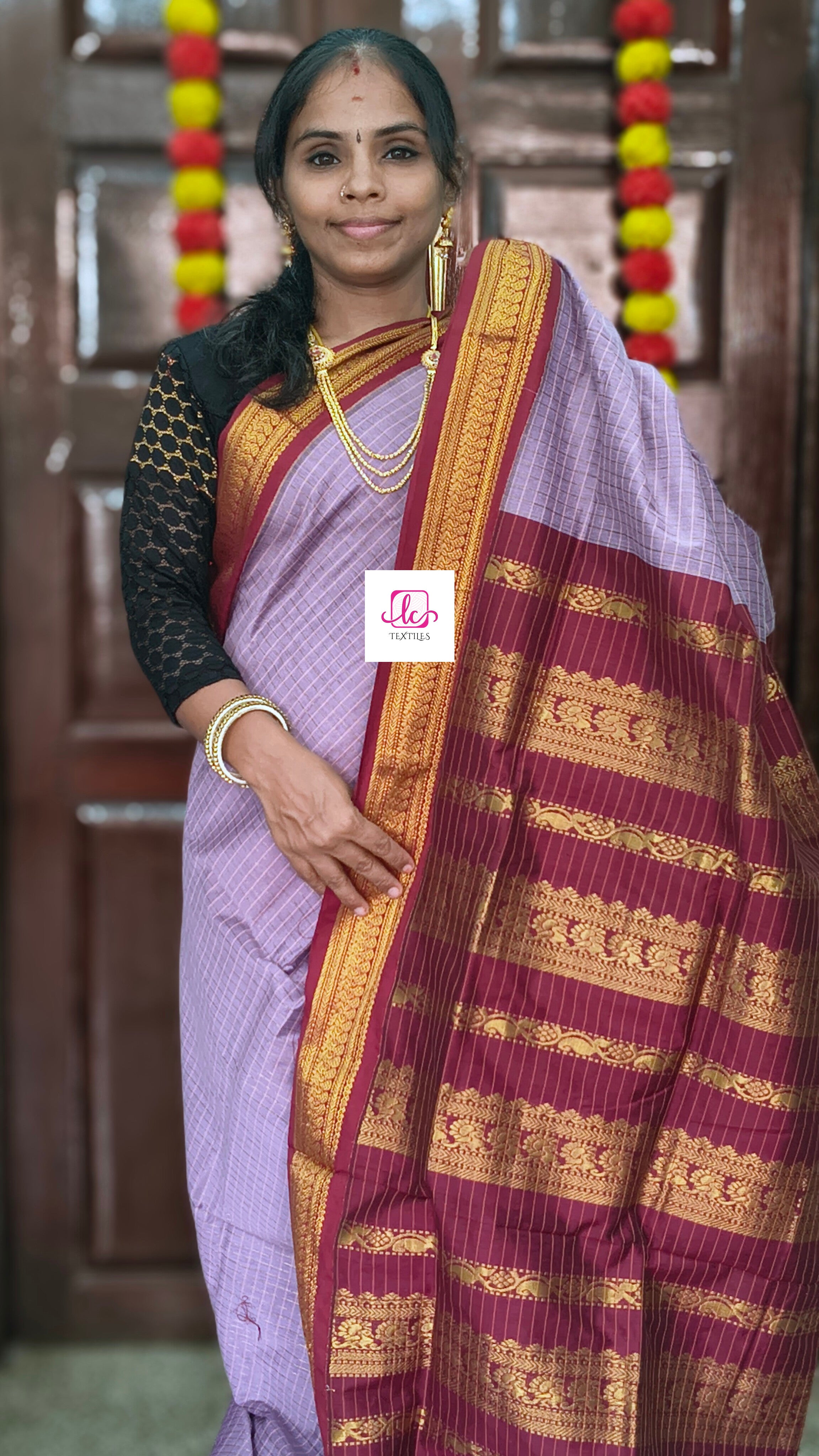 Kalyani cotton checks Lavender