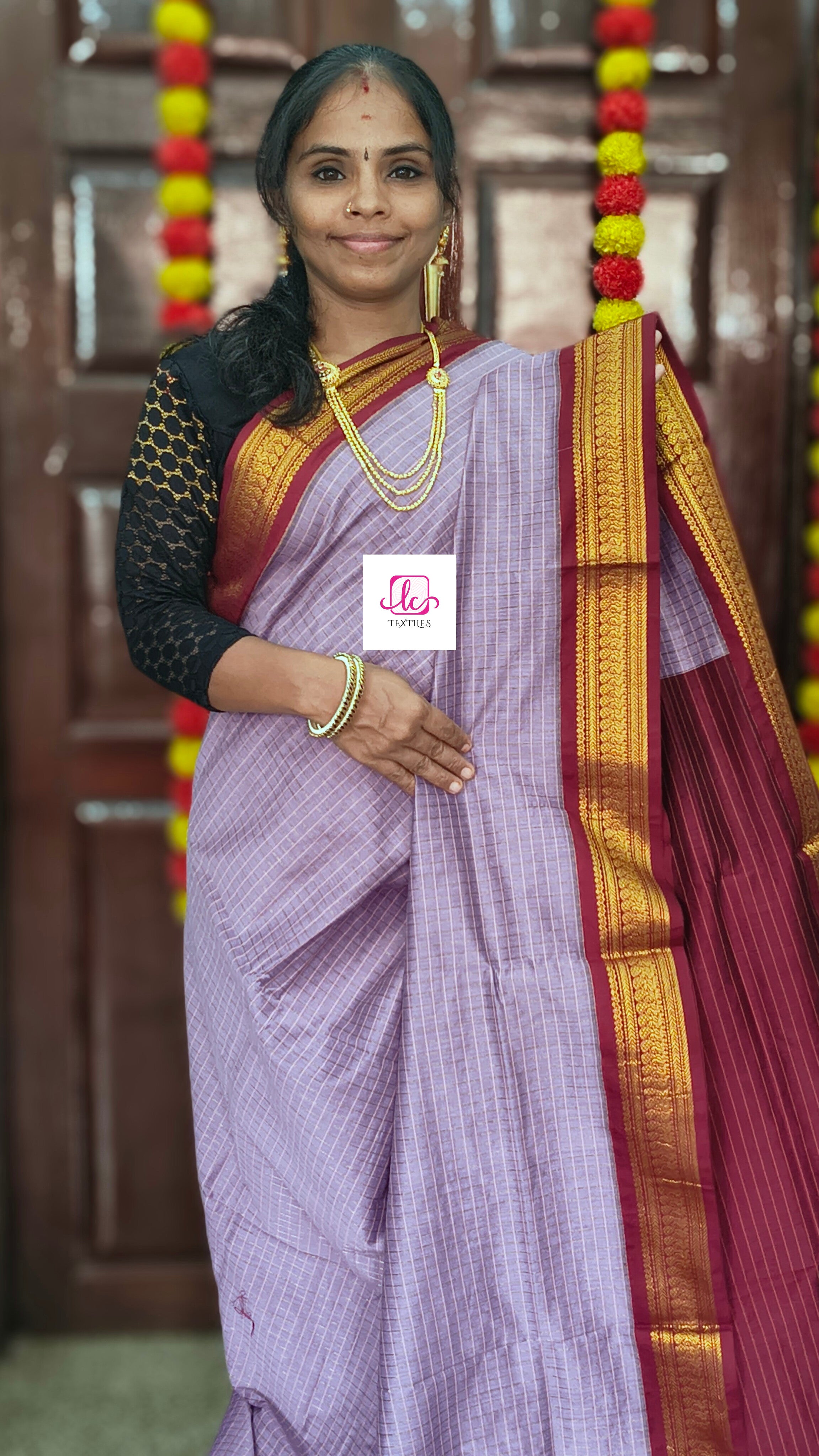 Kalyani cotton checks Lavender