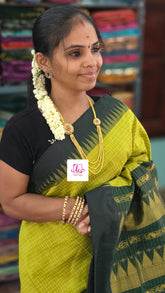 Kalyani cotton checks Lime green