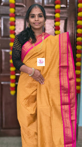 Kalyani cotton checks Mustard yellow