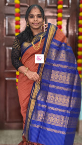 Kalyani cotton checks Rust orange