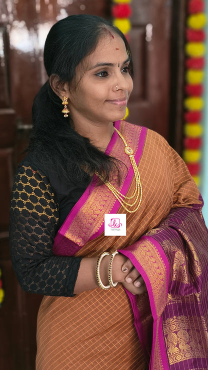Kalyani cotton checks Warm peach