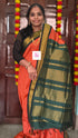 Kalyani cotton checks orange