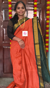 Kalyani cotton checks orange