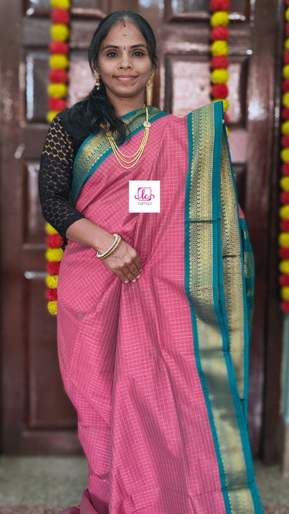 Kalyani cotton checks pink
