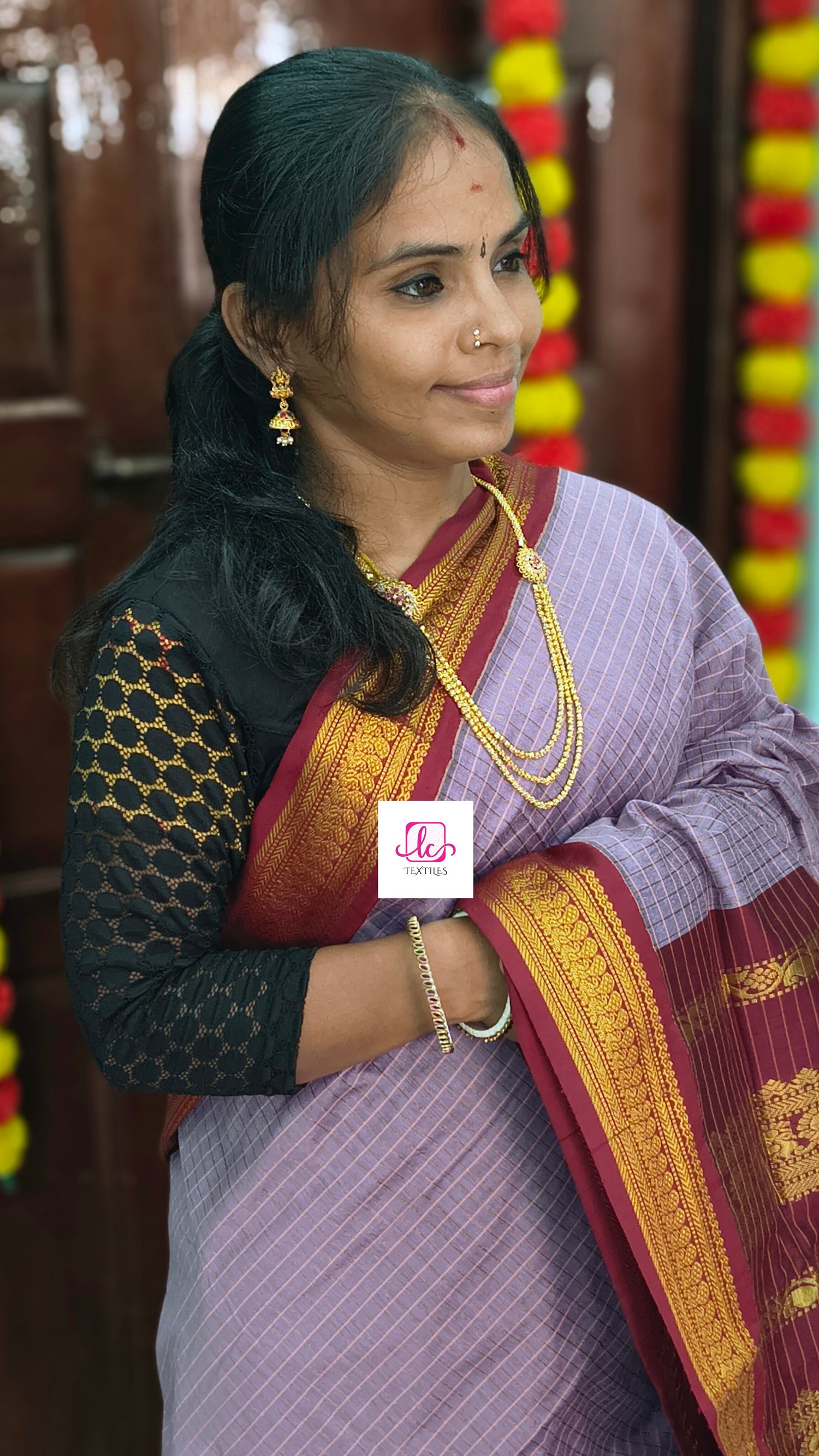 Kalyani cotton checks Lavender