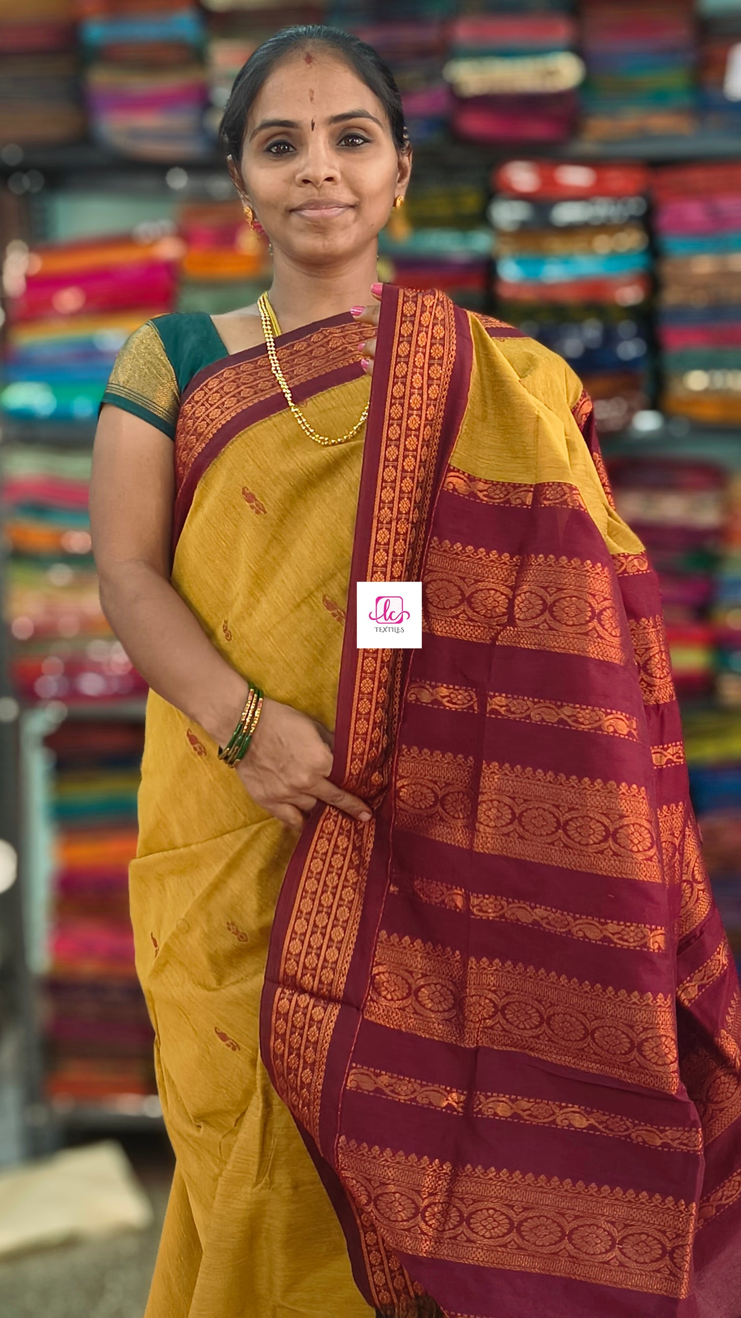 Kalyani cotton Butta Mustard yellow