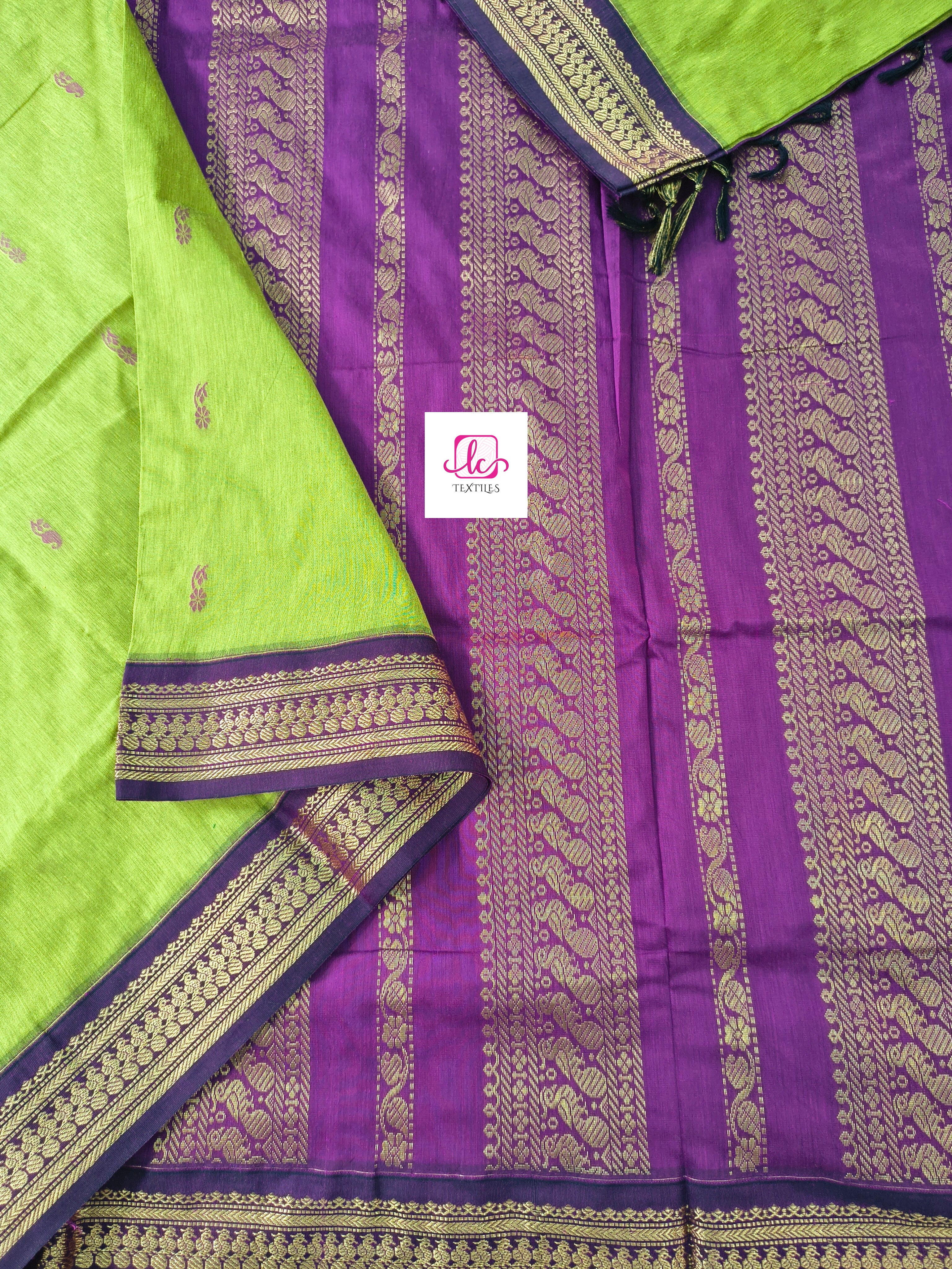 Kalyani cotton Butta Neon green