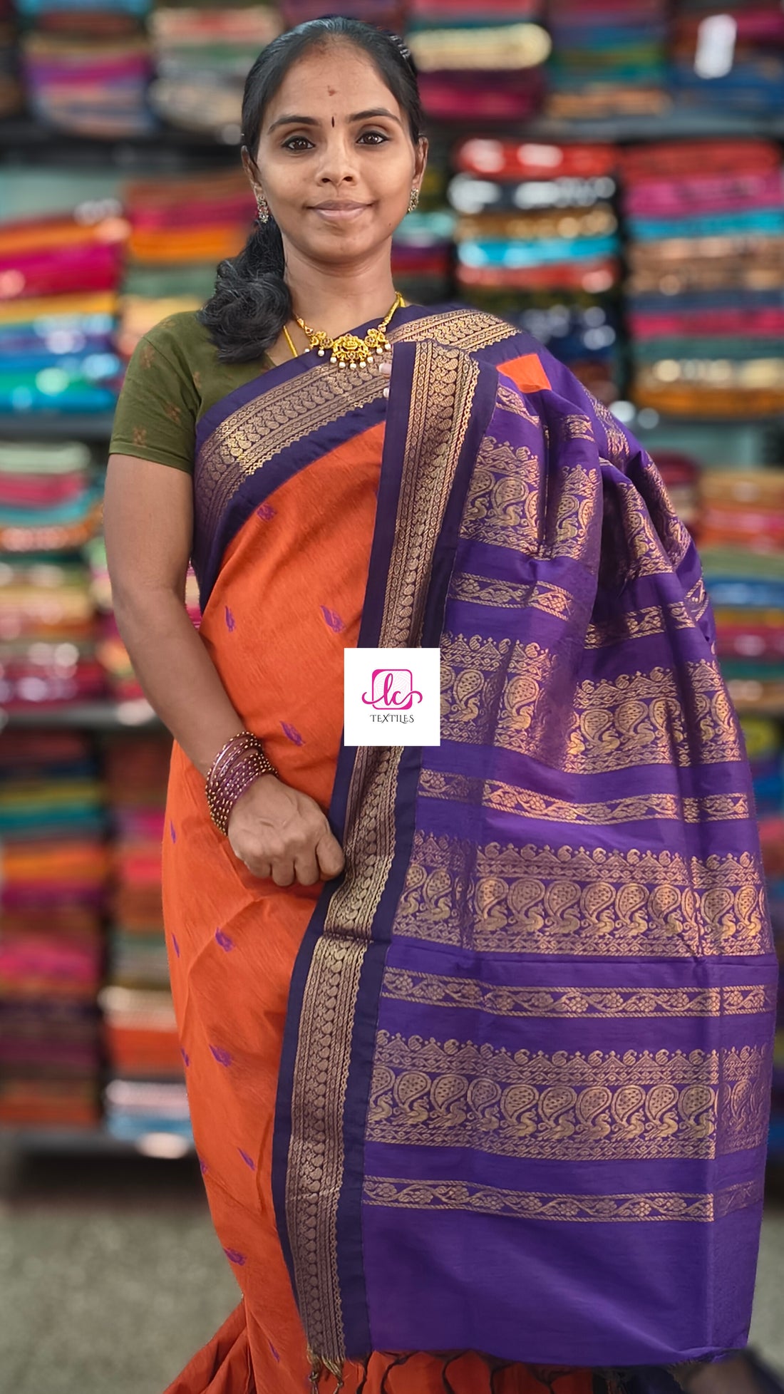 Kalyani cotton Butta Orange