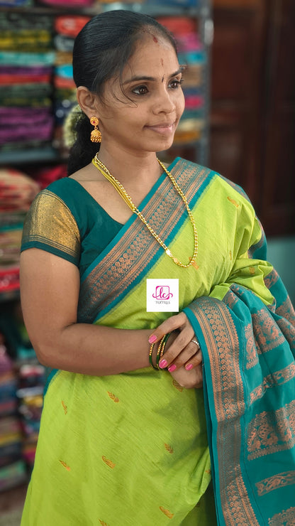 Kalyani cotton Butta parrot green